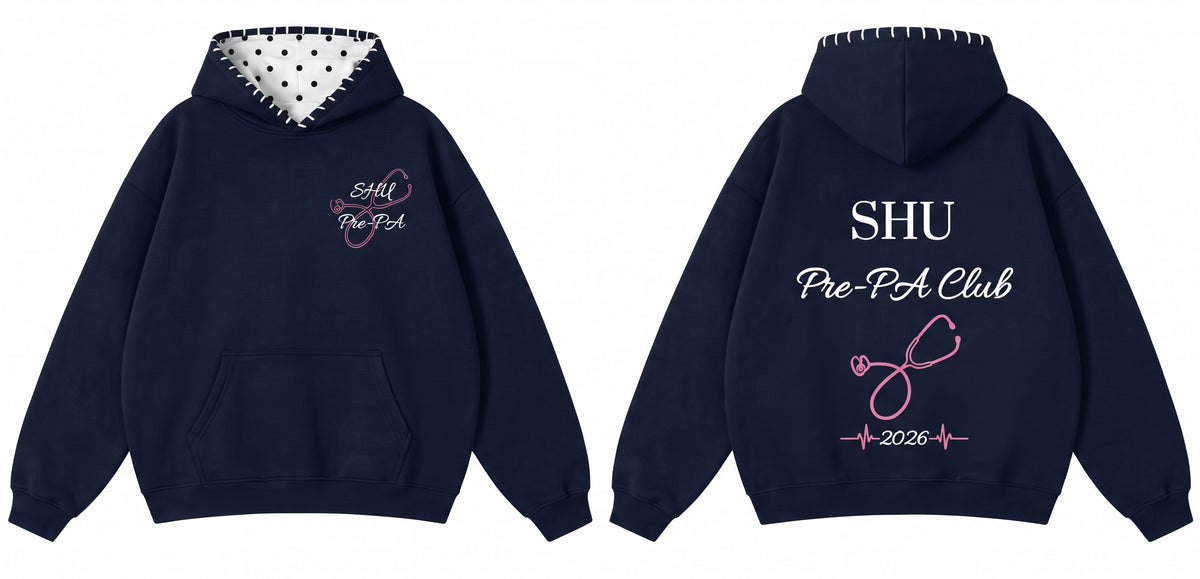 Navy polka dot hoodie by Daybreake