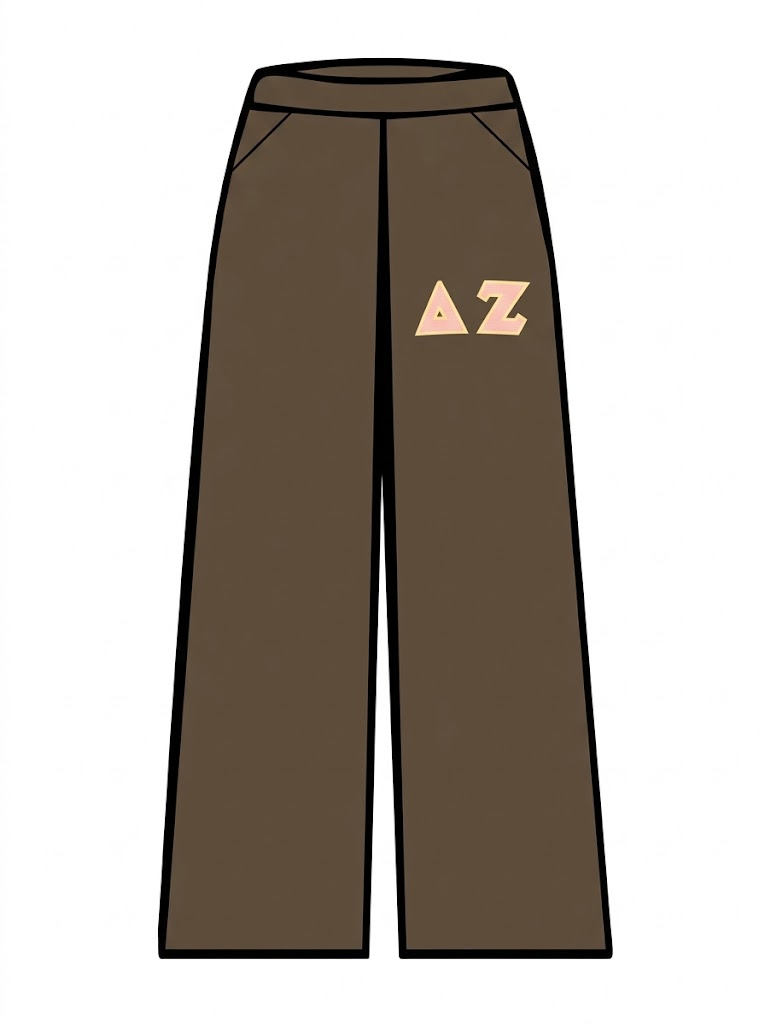 Delta Zeta embroidered pants in Espresso Brown by Daybreake